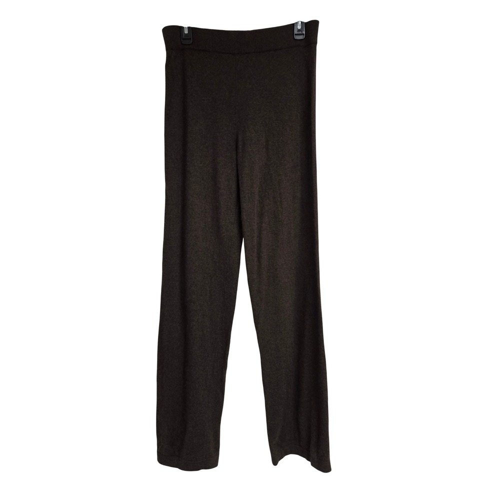 Neiman Marcus 100% Cashmere Pants Brown Wide Leg Knit Trousers Luxury Women's M